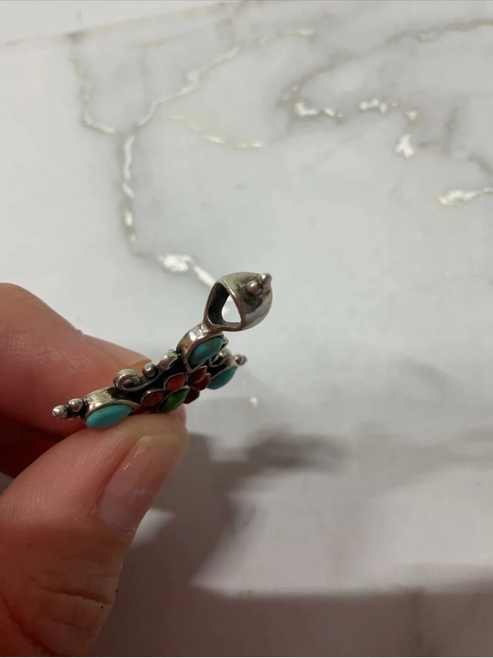 Barse Sterling Silver 925 Turquoise Cross Pendant Multistone Southwest AC